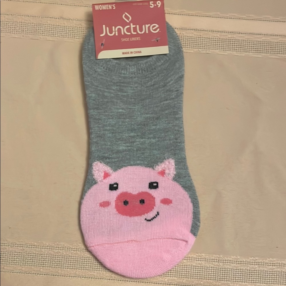 Kids Piggy Socks - Gray and Pink brand new